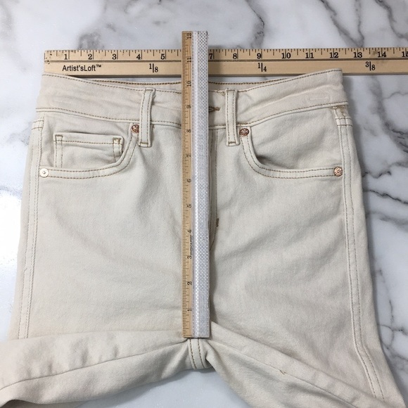 3/$20 We The Free People Skinny Jeans Womens 26 Cream Cotton Denim Raw‎ Hem - Picture 6 of 13